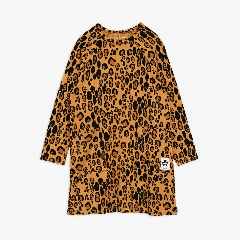 Basic Leopard Long Sleeve Dress-image-0