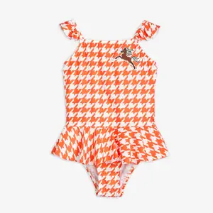 Houndstooth Horse UV Swimsuit With Skirt-image-0