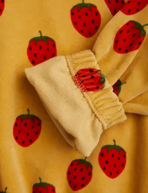 Strawberries Velour Sweatshirt Beige-image-2