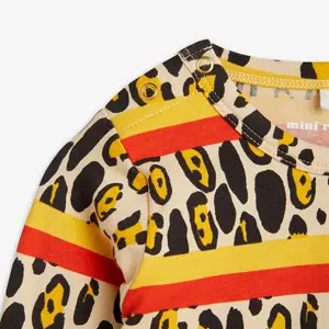 Leopard Stripe Long Sleeve Bodysuit Beige-image-3