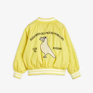 Pigeons Embroidered Baseball Jacket Yellow-image-2