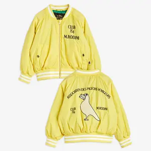 Pigeons Embroidered Baseball Jacket Yellow-image-1