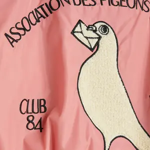 Pigeons Embroidered Baseball Jacket Pink-image-4