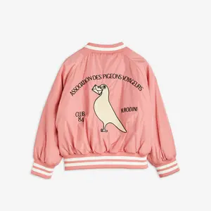 Pigeons Embroidered Baseball Jacket Pink-image-2