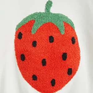 Strawberry Embroidered Sweatshirt White-image-3