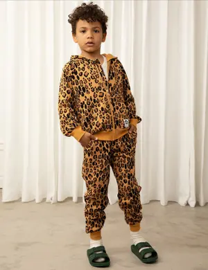 Basic Leopard Hoodie Med Dragkedja-image-3