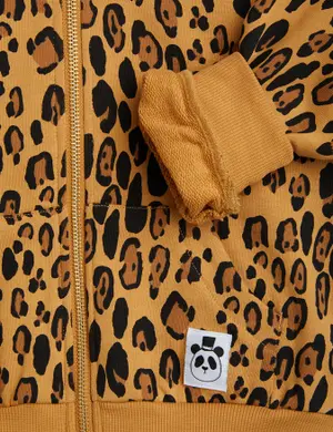 Basic Leopard Hoodie Med Dragkedja-image-2