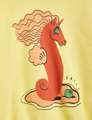 Unicorn Seahorse Sweatshirt Yellow-image-2