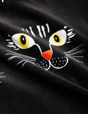 Cat Face Velour Sweatshirt-image-2